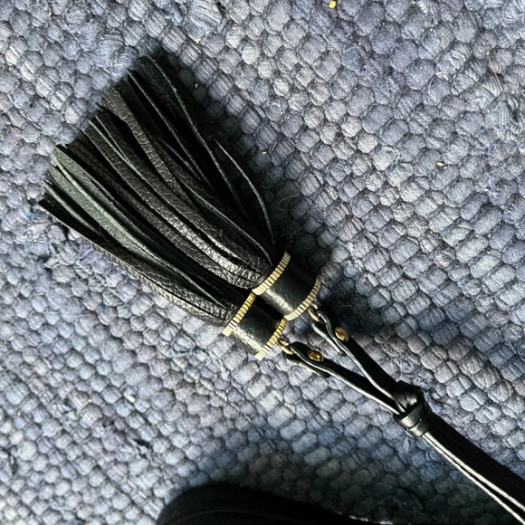 Talbots Black Leather Hobo Shoulder Bag w/ Tassels. - Picture 10 of 11